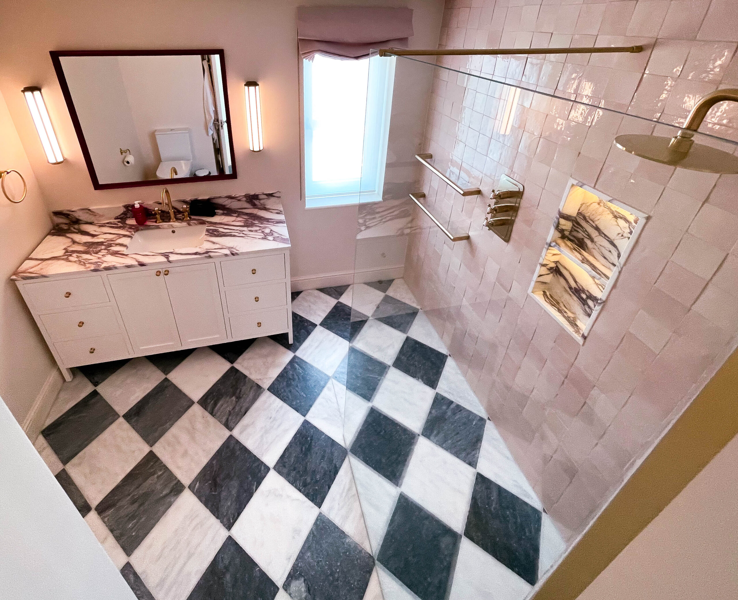 Full bathroom renovation in Fulham with underfloor heating and vanity unit